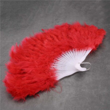 LADIES FEATHER FAN 1920s BURLESQUE FANCY DRESS COSTUME ACCESSORY - Red