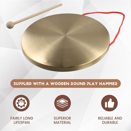 22cm Hand Gong Brass Copper Chapel Opera Percussion with Round  Hammer 1