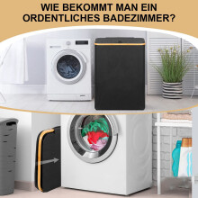 2X Wäschekorb mit Deckel, Schwarzer Wäschekorb mit Herausnehmbarem Wäschesack - Wäschesortierer für Bad & Schlafzimmer