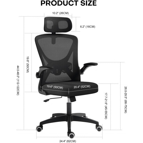 Ergonomic Mesh Office Chair with Flip-Up Arms 2