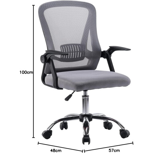 Mesh Desk Chair with Flip-Up Arms Light Grey 1