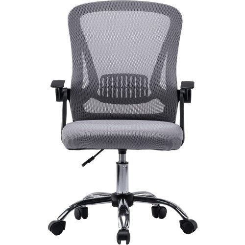 Mesh Desk Chair with Flip-Up Arms Light Grey 2