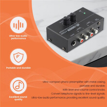 Ultra-Compact Phono Preamp PP500 with Bass Treble Balance Volume Adjustment Pre-Amp Turntable Preamplificador US Plug