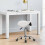 Adjustable PU Leather Rolling Saddle Stool White 2