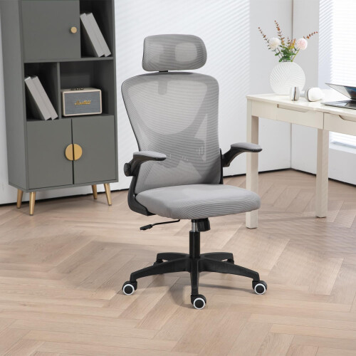 Ergonomic Mesh Office Chair with Flip-Up Arms Grey 1