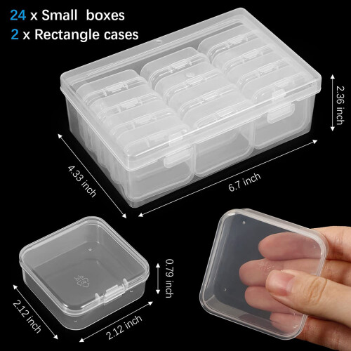 48 Pcs Small Bead Organizer Bead Case Storage Organizer Diamond Art Containers Accessory Storage with 2 Pcs Hinged Lid 2