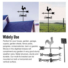 Rooster Weather Vane - Retro Cockerel Weathervane Silhouette - Decorative Wind Direction Indicator for Outdoor Yard Farm