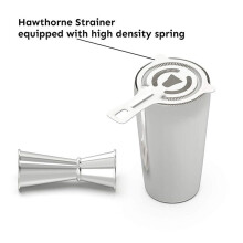 Cocktail Shaker Set: Professional Boston Shaker, Cocktail Strainer and Jigger Set. 8 Piece Premium Stainless Steel