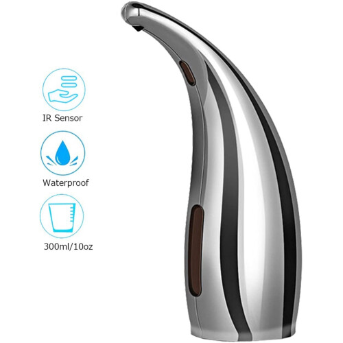 Soap Dispenser Automatic, Touchless Liquid Soap Dispenser, with Infrared Motion Sensor, 300Ml/11Oz, Silver 1