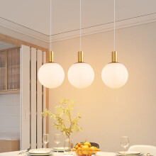 Glitzerlife Pendant light 3 light glass Shades round - white
