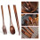 3X Wooden Flatware Set, Wooden Portable Set Spoon Fork Chopsticks Tableware Dinnerware with Khaki Twining Thread 2