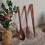 3X Wooden Flatware Set, Wooden Portable Set Spoon Fork Chopsticks Tableware Dinnerware with Khaki Twining Thread 4