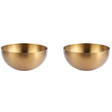 2X Bols à Salade En Acier Inoxydable de Capacité, Soupe Coréenne, Nouilles de Riz, Bol de Ramen, Récipient pour Aliments de Cuisine, Or, 20X9CM