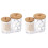 2X Suporte para Cotonetes de Algodão com Tampas de Bambu, Suporte de Acrílico Qtip Distribuidor de Bolas de Algodão 2