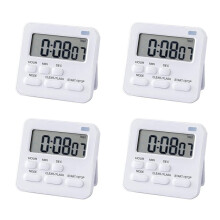 4X Timer da Cucina, Timer per Uova con Orologio, Cronometro Digitale con Allarme Sonoro LCD per Cucinare, Cuocere Al Forno, Sport, Apprendimento, Ecc.