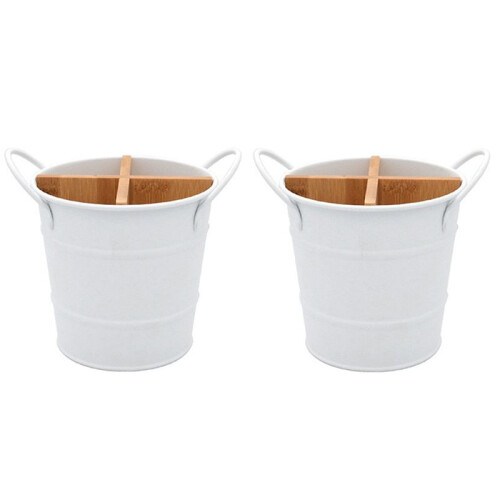2X Kitchen Cutlery Organizer Knife Stand Storage Holder Separate Spoon Fork Chopstick Kitchenware Cooking Tool White