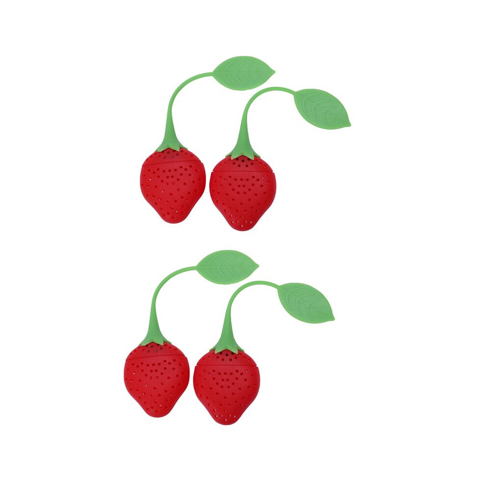 4Pcs Silicone Tea Infuser Pass Filter Tea Infuser Strainer Spoon Strawberry Variety 4714127540238