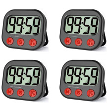 4X Kökstimer, Digital Visual Timer Magnetisk Klocka Stoppur Nedräkningstimer, Stor LCD-Skärm för Matlagning