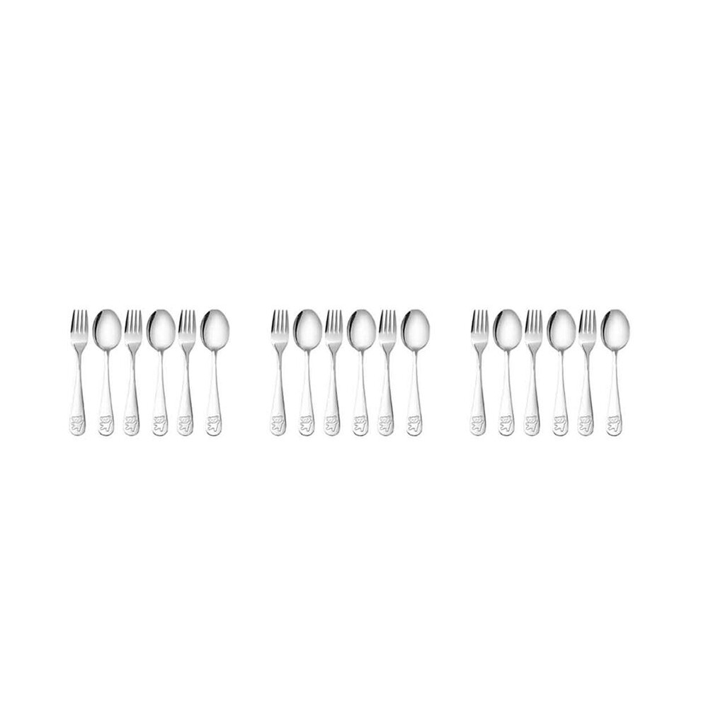 9X Stainless Steel Child Safety Cutlery Bear Children Spoon and Fork Set Toddler Utensils Metal Cutlery Set