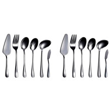 Ensemble de Couverts de Service 12 Pièces, Ensemble D'Ustensiles de Service, Comprend Une Pelle à Gâteau, Une Cuillère de Service à Fentes Noir