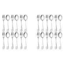 24 Pieces Kids Silverware Stainless Steel Children's Safe Flatware Little Bear Child Spoon and Fork Set Toddler Utensils