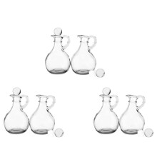 Glass Oil and Vinegar Bottles (6 Piece Set) Round Glass Oil Dispenser Bottle with Stopper