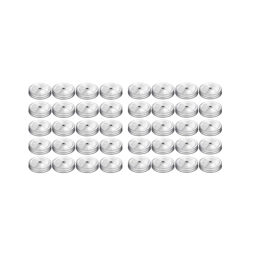 40 Pieces Metal Regular Mouth Mason Jar Lids With Straw Hole Compatible With Mason Jar (, 2.7 Inch) Silver 6031820703455