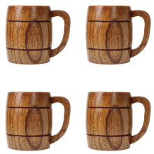 4X 400 Ml Natur Holz Becher Im Klassischen Stil Aus Holz Bier Krüge Trinken für Party Neuheit Geschenke Umweltfreundlich