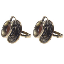2X Metall Retro Kaffee Teetasse Fingerring verstellbar Mode