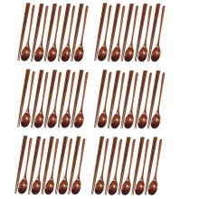 6Conjunto Juego de Cucharas Y Palillos de Madera de Teca, Cucharas Antiadherentes Sopa-Cucharita para Utensilios de Cocina