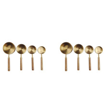 2X Conjunto de Colheres de MediçãO Pega de Madeira em Aço Inoxidável Colher de MediçãO Kit de Ferramentas de Cozimento Acessórios de Cozinha 1