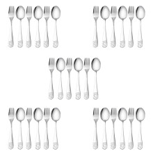 5Satz Edelstahl Kindersicherheitsbesteck Bär Kinder Löffel und Gabel Set Kleinkind Utensilien Metallbesteck Set