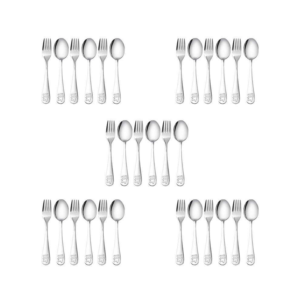 5set Stainless Steel Child Safety Cutlery Bear Children Spoon and Fork Set Toddler Utensils Metal Cutlery Set