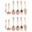 12-Piece Serving Flatware Silverware Set, Serving Utensil Set,Include Cake Server, Slotted Serving Spoon Rose Gold 1