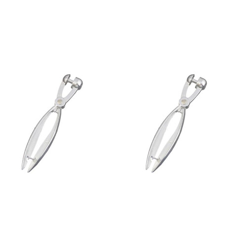 2X Silver Aluminum  Pitter Red Dates Olives Pit Easy Removal Core Squeeze Clamp Seeder 18 x 3.5cm(Silver)