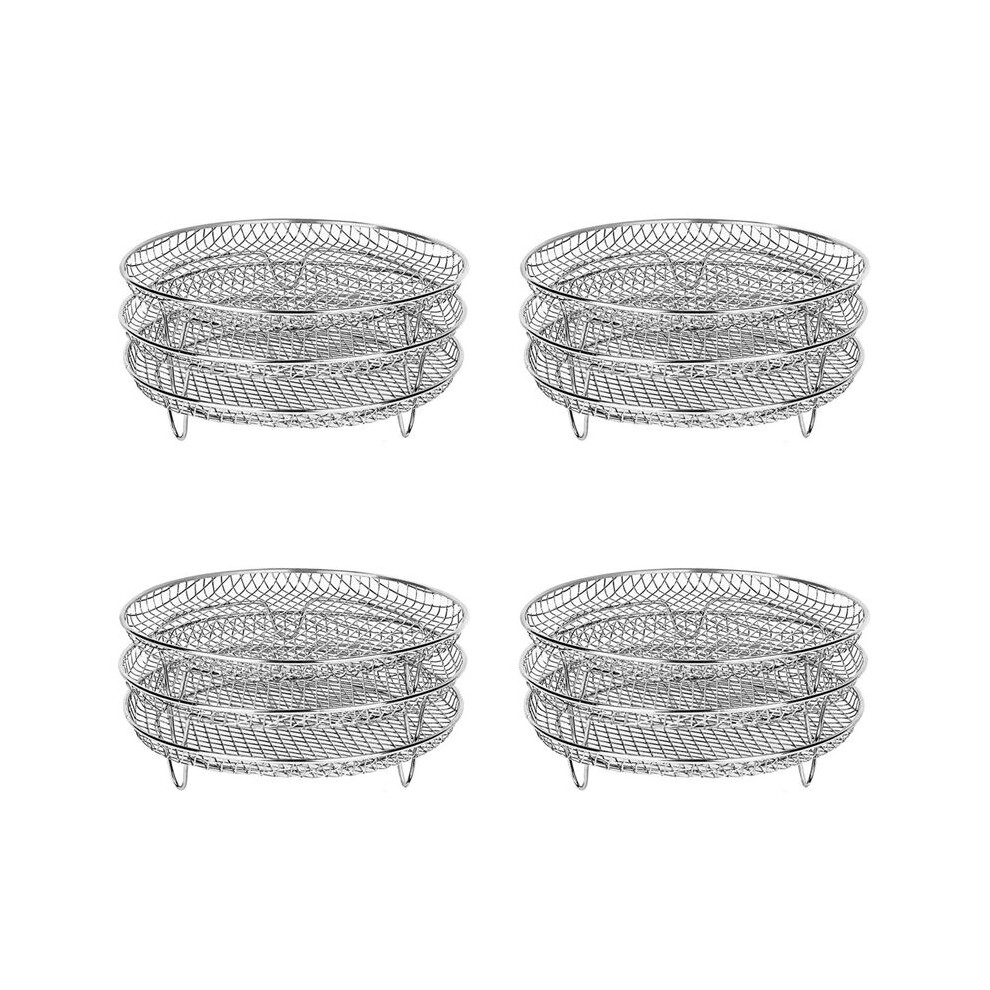 4X Air Fryer Three Stackable Dehydrator Racks for Gowise   Stainless Steel Air Fryer Rack Fit All 4.2-5.8QT