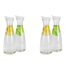 4Pcs 1.6L Plastic Water Carafes with White Flip Tab Lids- Food Grade & Recyclable Shatterproof Pitchers - Juice Jar