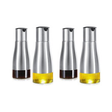 4Pcs Olive Oil Bottle Dispenser Set, Oil Dispenser Cruet Set, Stainless Steel Olive Oil Dispenser Elegant Glass Bottle