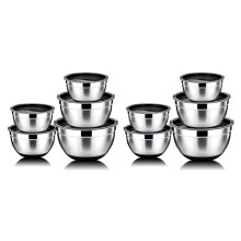 10 Pcs Mixing Bowl,Stainless Steel Salad Bowl with Airtight Lid&Non-Slip Base,Serving Bowl for Kitchen Cooking Baking