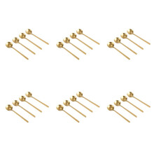 24 Stueck / Set Runde Kaffeeloeffel Edelstahl Teeloeffel Zucker Dessert Loeffel Eiscreme Suppenloeffel Kueche Zubehoer (Gold)
