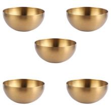 5X Bols à Salade En Acier Inoxydable de Capacité, Soupe Coréenne, Nouilles de Riz, Bol de Ramen, Récipient pour Aliments de Cuisine, Or, 15X7CM