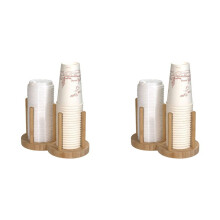 2X Gobelet Jetable Support de Stockage Support étagère Eau Thé Tasses Distributeur En Bois avec Long Bâton Tasse Présentoir Organisateur,2
