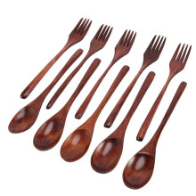 100 Pcs Wooden Spoons Forks Set Wooden Utensil Set Reusable Natural Wood Flatware Set for Cooking Stirring Eating