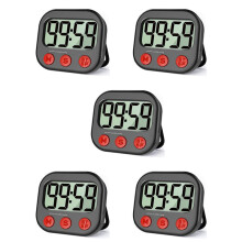 5X KöKstimer, Digital Visual Timer Magnetisk Klocka Stoppur Nedräkningstimer, Stor LCD-Skärm för Matlagning