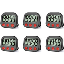6X Minuterie de Cuisine, Minuterie Visuelle Numérique, Horloge Magnétique, Chronomètre, Compte à Rebours, Grand écran LCD pour Cuisiner