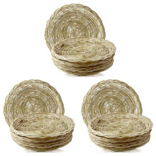 Porte-Assiettes En Papier Bambou 15 Pièces - Porte-Assiettes Tissé Rond de 10 Pouces, Porte-Assiettes En Papier Réutilisables pour la Fête de