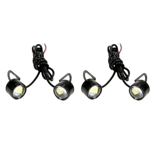 4 Pcs White LED Motorcycle Headlight Spotlight Driving Daytime Running Light Lamp