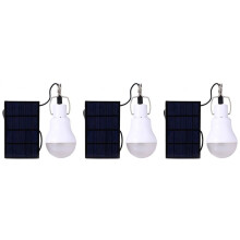 3X Lâmpada Lâmpada LED Alimentada Por Painel Solar Portátil para Tenda de Acampamento Ao Ar Livre Lâmpada Energética 15W