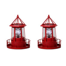 2X LED Vuurtoren op Zonne-, 360 Graden Roterende Lamp Binnenplaats Decoratie Waterdichte Tuin Torens Standbeeld Lichten A