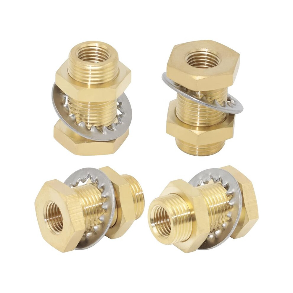 4 Pcs 1/4 Bulkhead Brass Pipe Fitting Anchor Coupling Bulkhead Tank Fitting 1/4" Bulkhead Tank Fitting Hose Connector 4712859869986